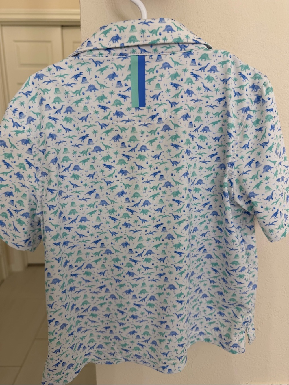 Rhoback Kids Polo with Blue and Green Dinosaur Print - Picture 4 of 4